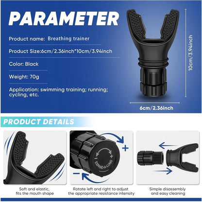 Breathing Trainer for Deep Breath Practice, Adjustable Resistance Silicone Device for Focus and Relaxation, Portable Breathwork Exercise Tool